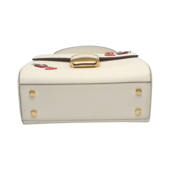 Kate Spade Katie Heart Embellished Small Top Leather Bag in White